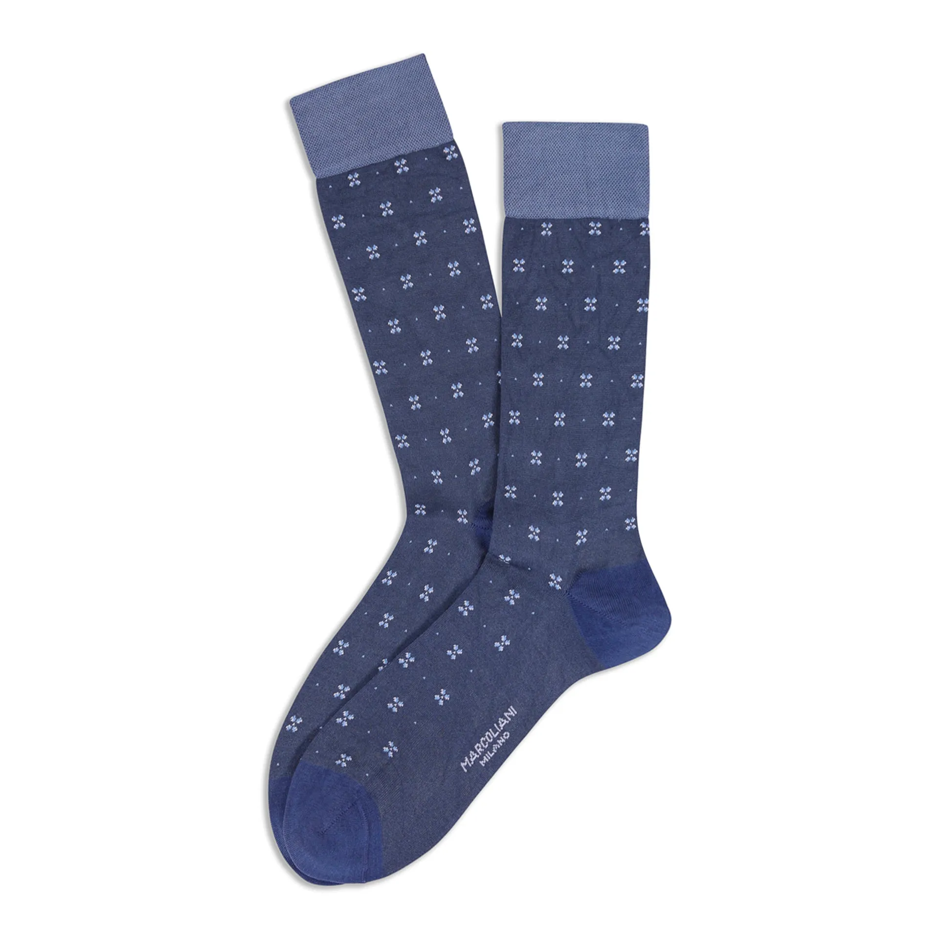 Asphalt Gray Fresh of Modal Tailor Flowers Mid-Calf Socks - Marcoliani