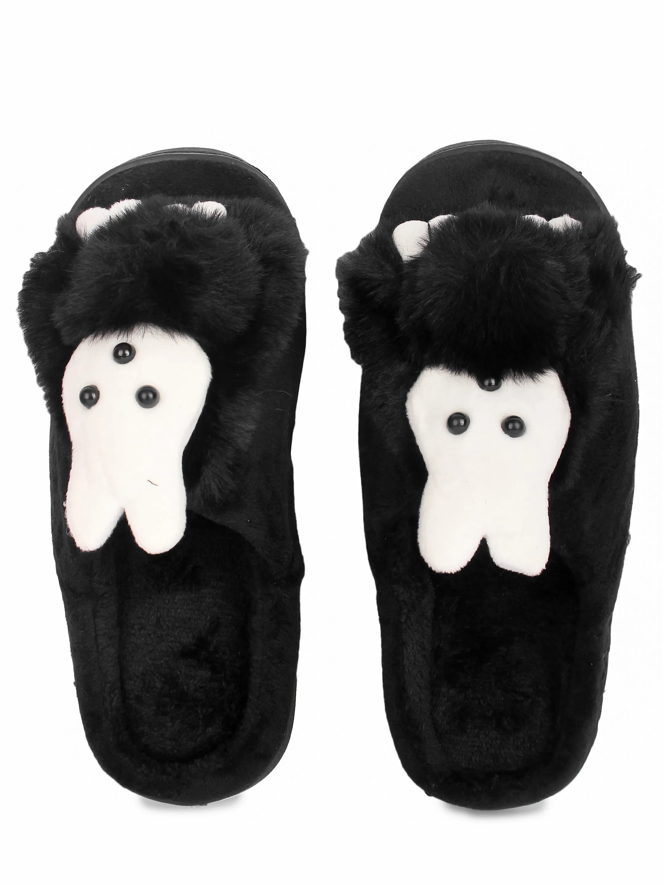 Brauch Women's Black Snow Bunny Fur Winter Slippers