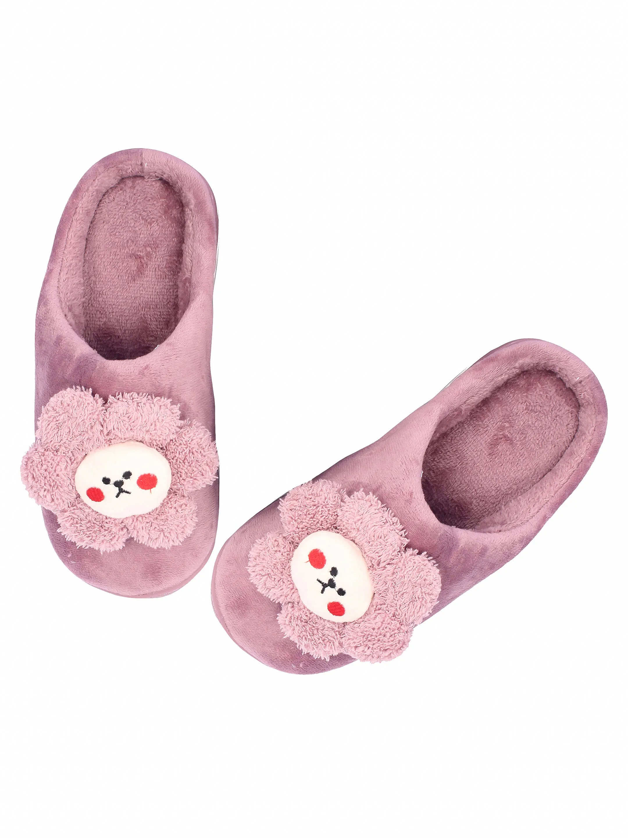 Brauch Women's Purple Sunflower Fur Winter Slippers