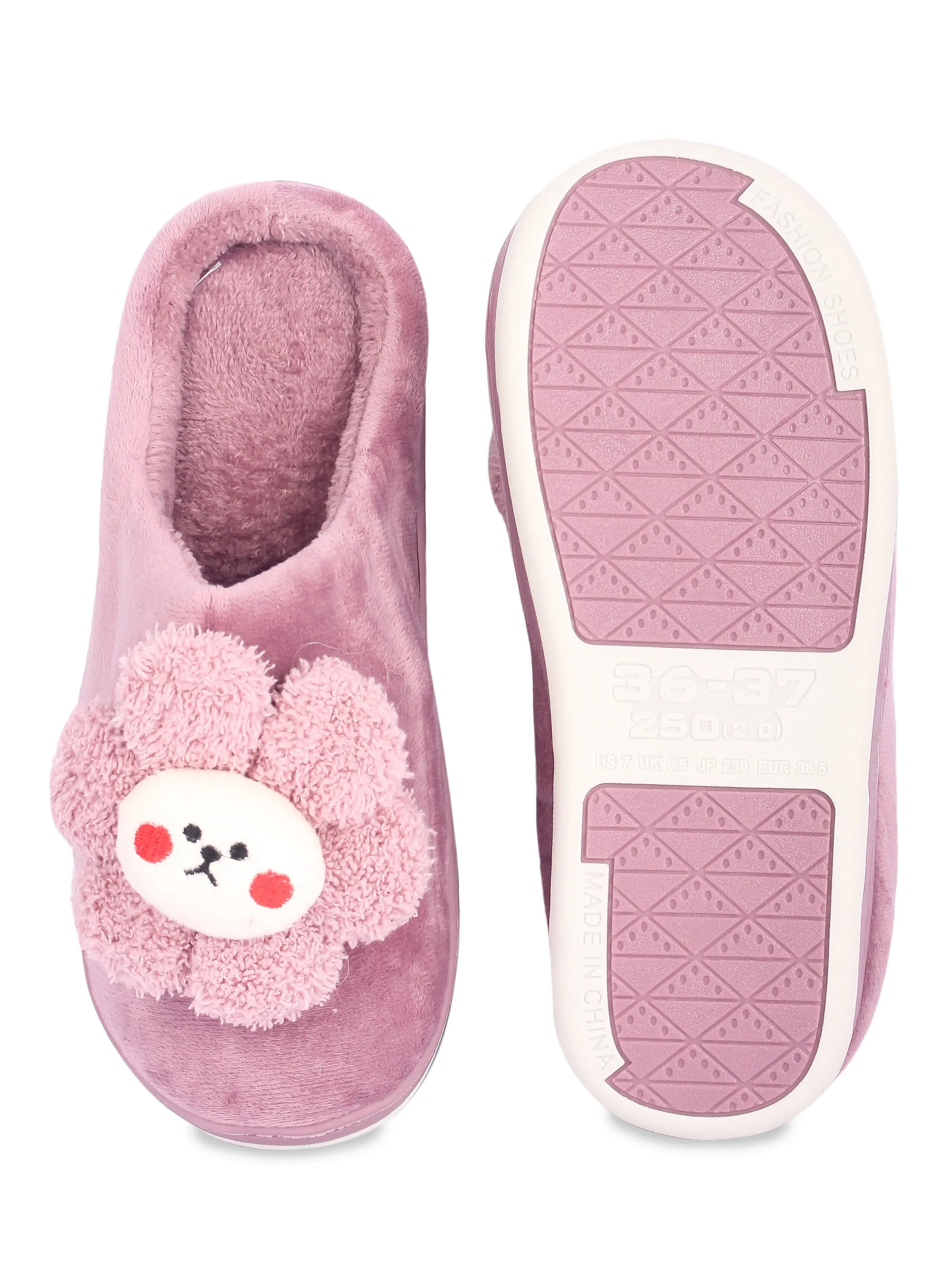 Brauch Women's Purple Sunflower Fur Winter Slippers