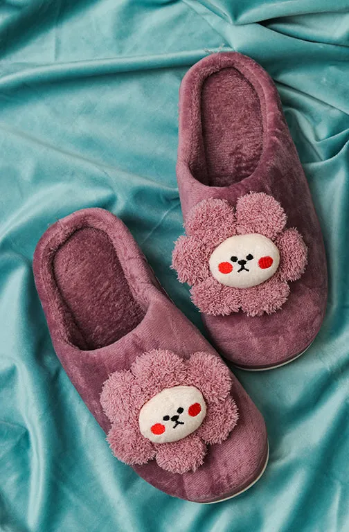 Brauch Women's Purple Sunflower Fur Winter Slippers