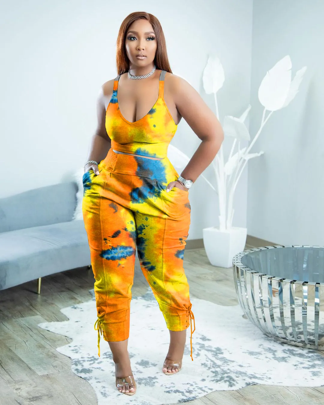 Casual Women Tie Dye Set 2 Piece Set