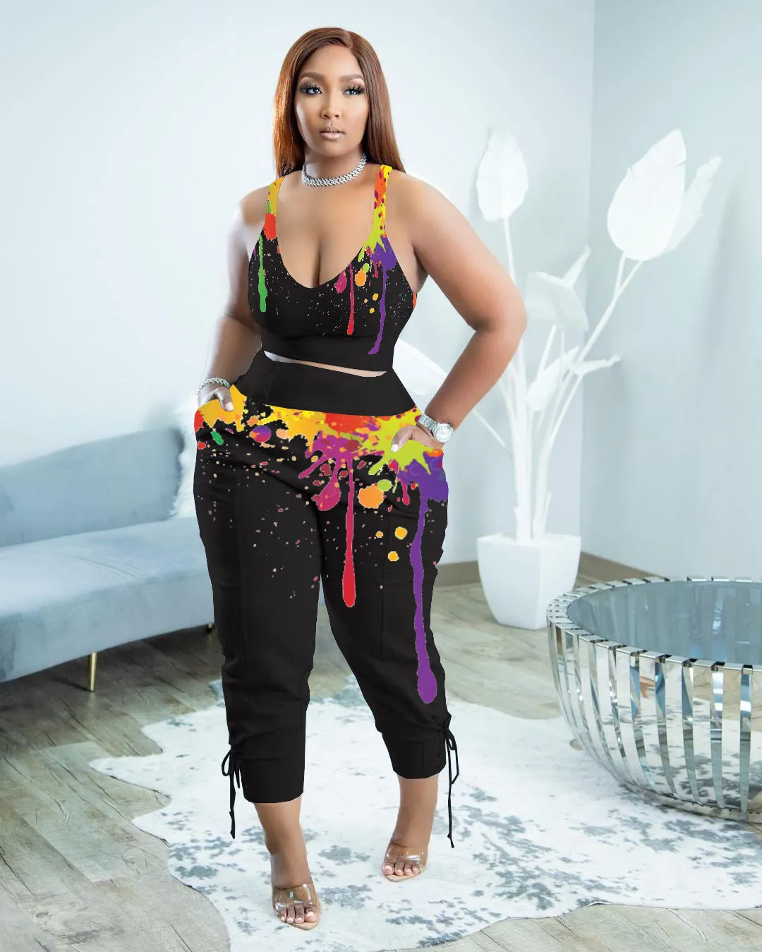 Casual Women Tie Dye Set 2 Piece Set