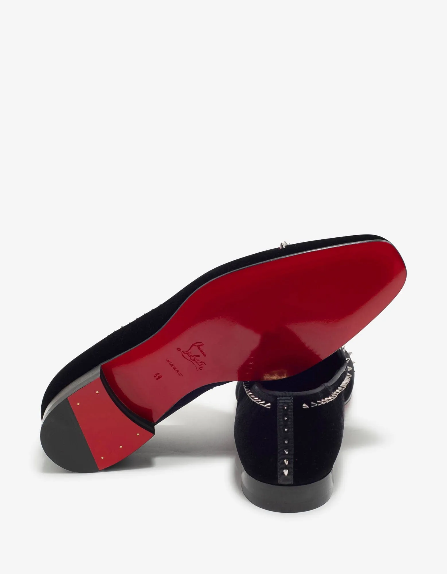 Christian Louboutin Dandeton Black Velvet Stud Loafers