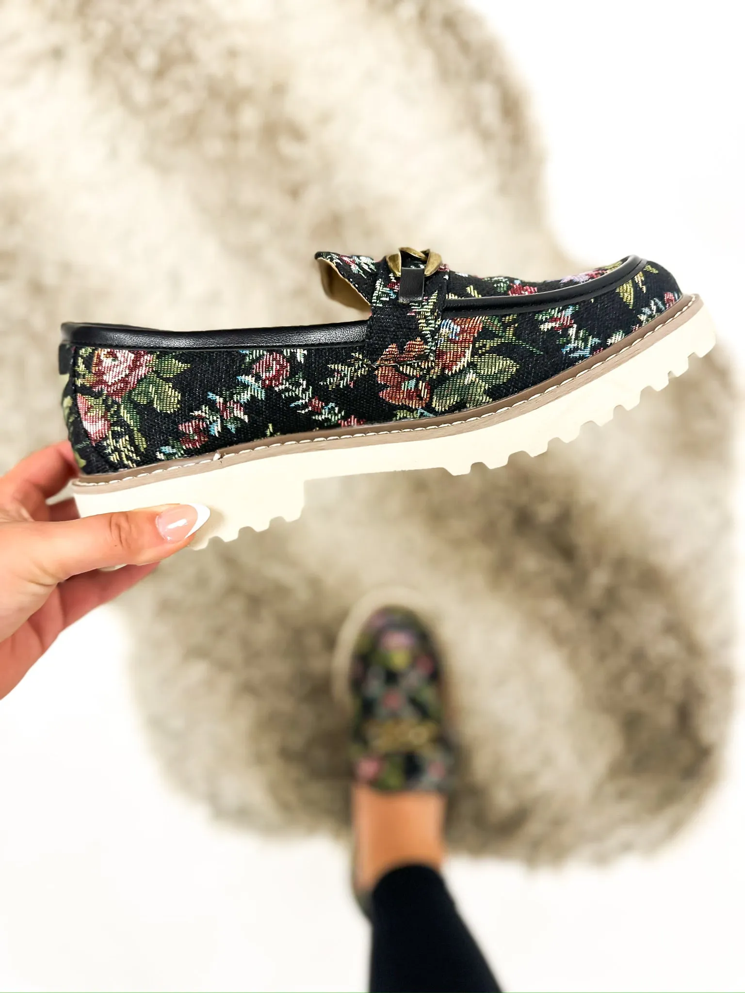 Corky's Black Brocade Floral Literally Shoes FINAL SALE