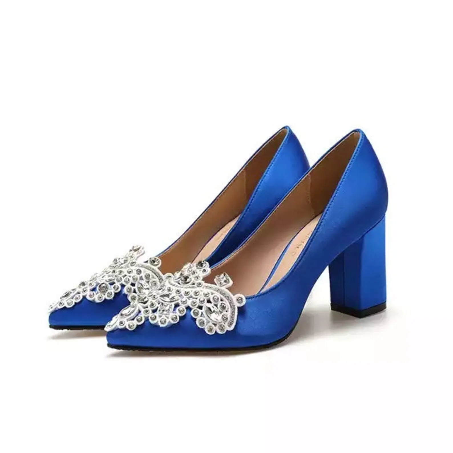 Diamanté Block Heel Bridal Shoes | 3 inch Heels