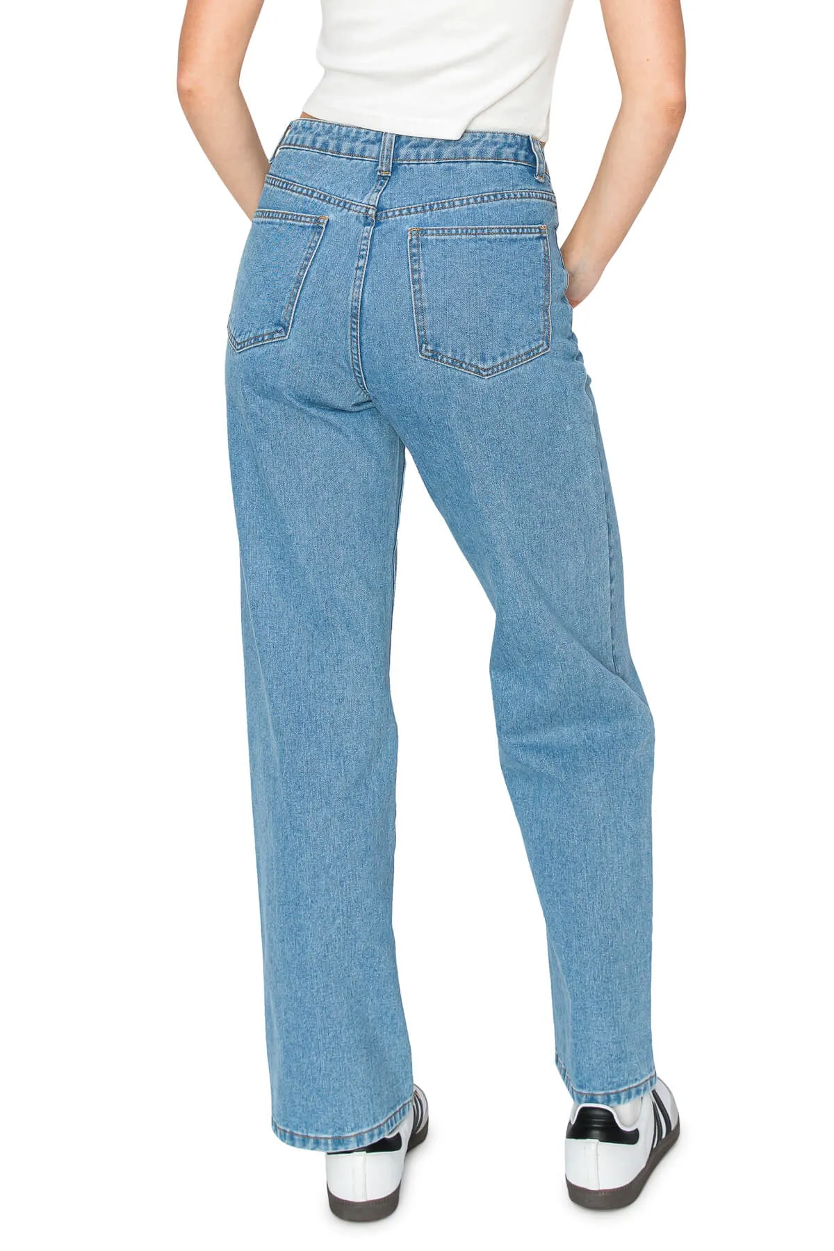 Embellished Straight Leg Jeans - Light Wash