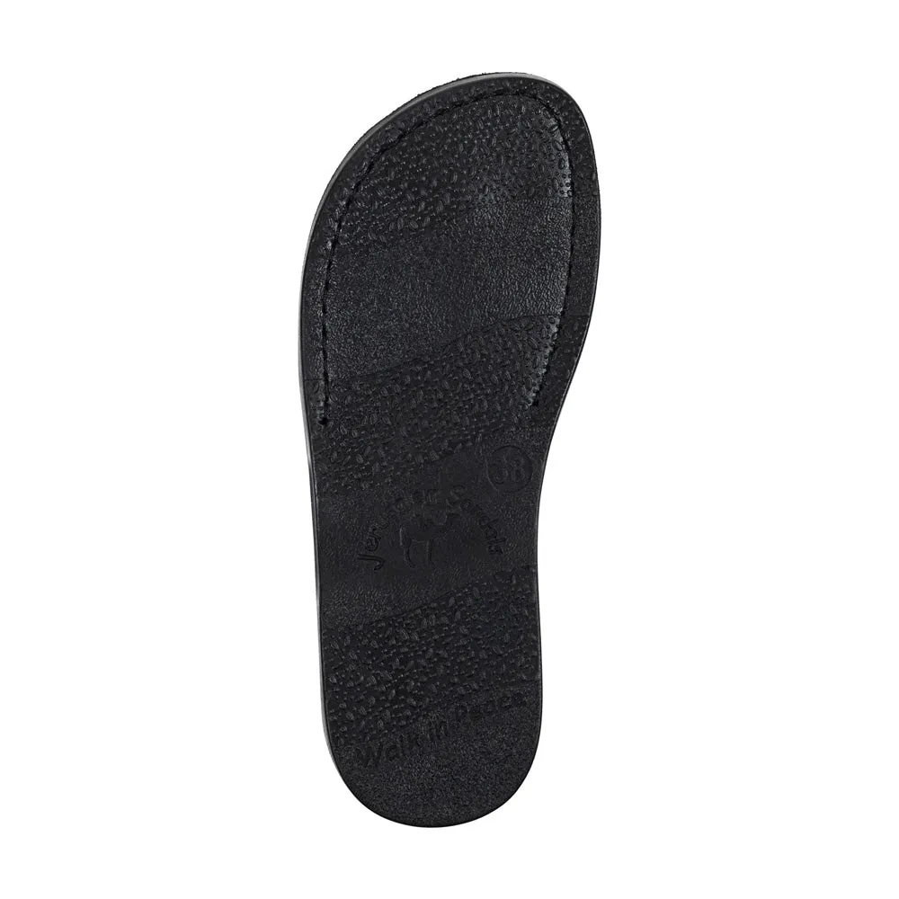 Esther - Leather Flower Flip Flops | Brown