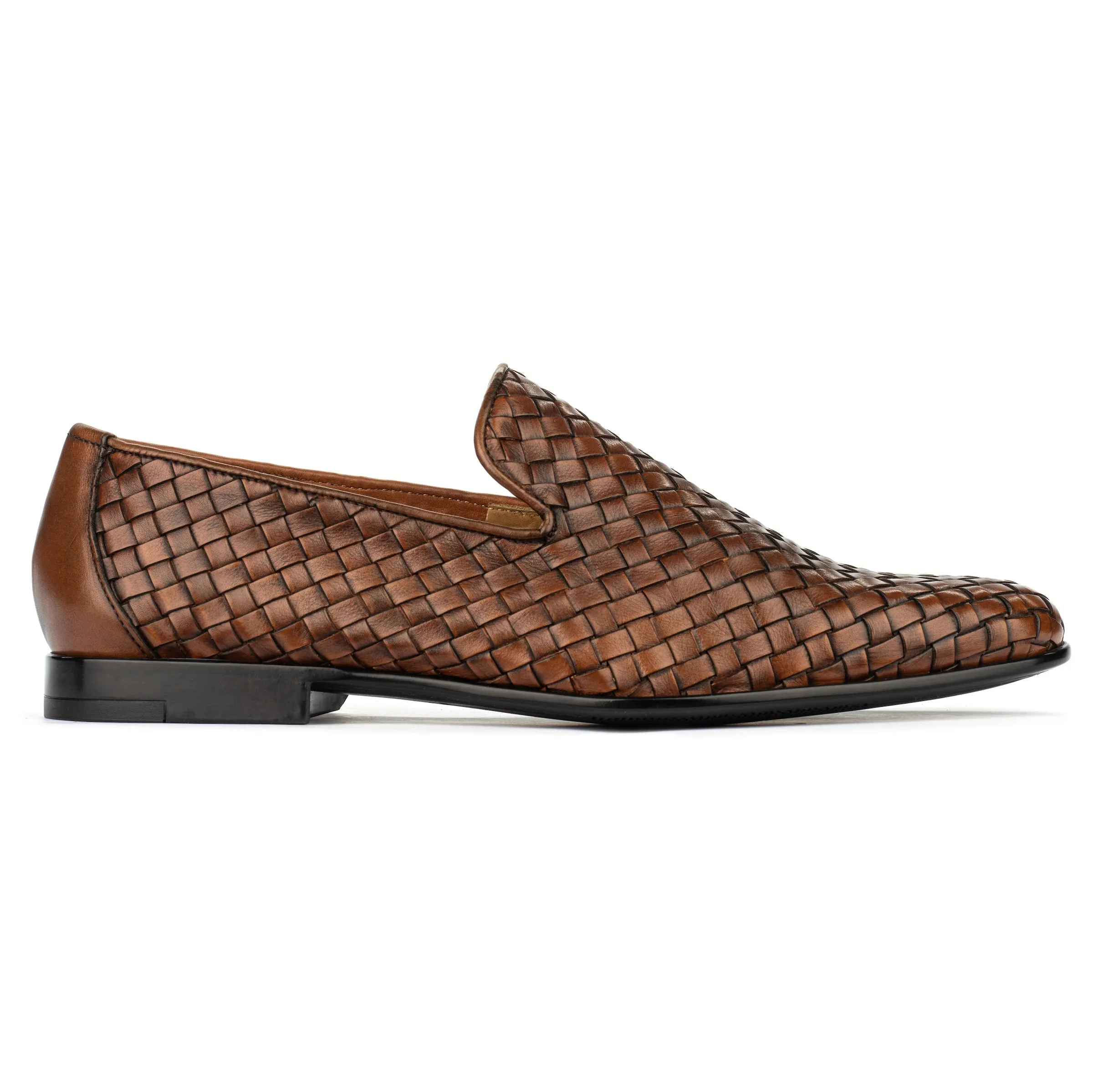 Foley Cognac Hand Woven Intrecciato Slip On