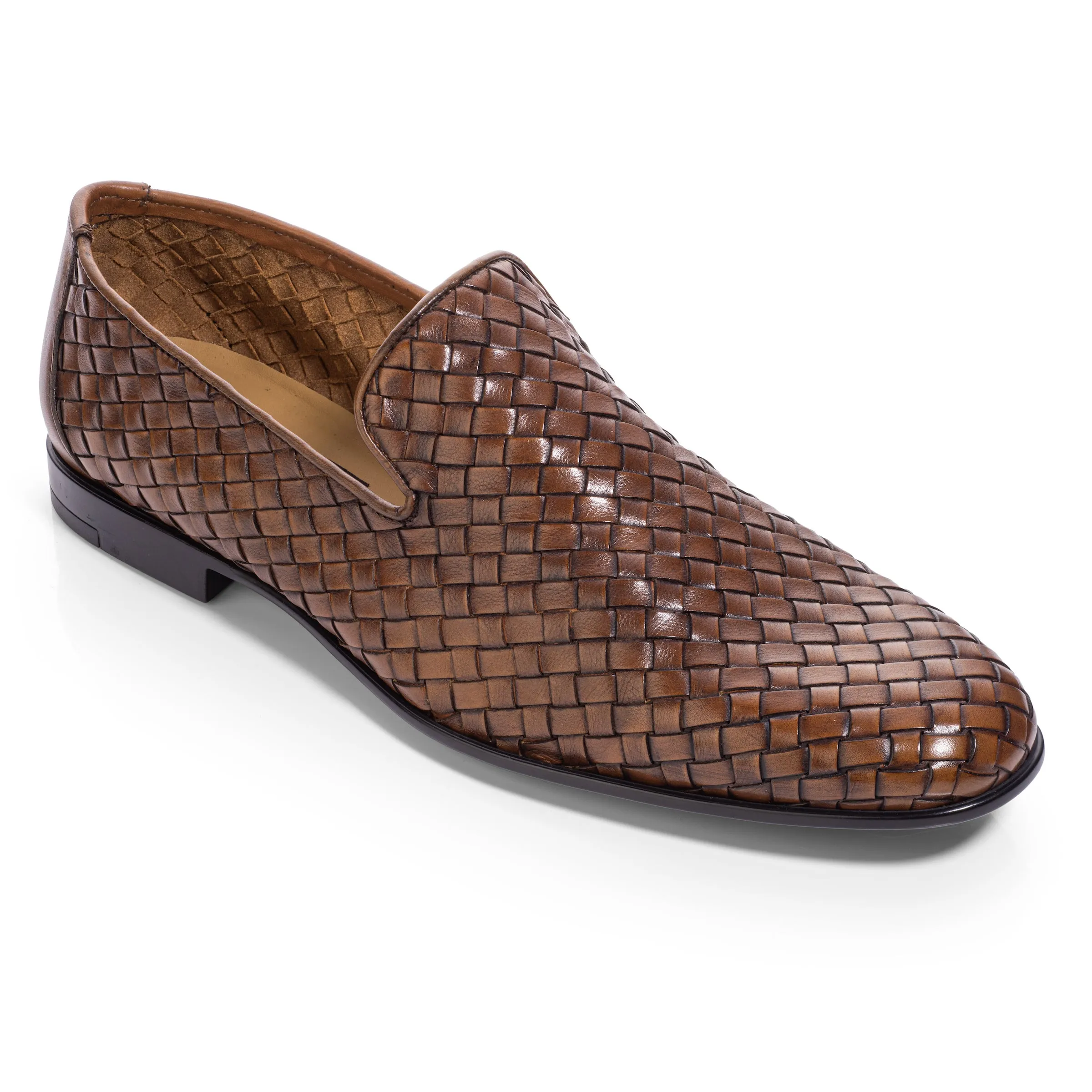 Foley Cognac Hand Woven Intrecciato Slip On