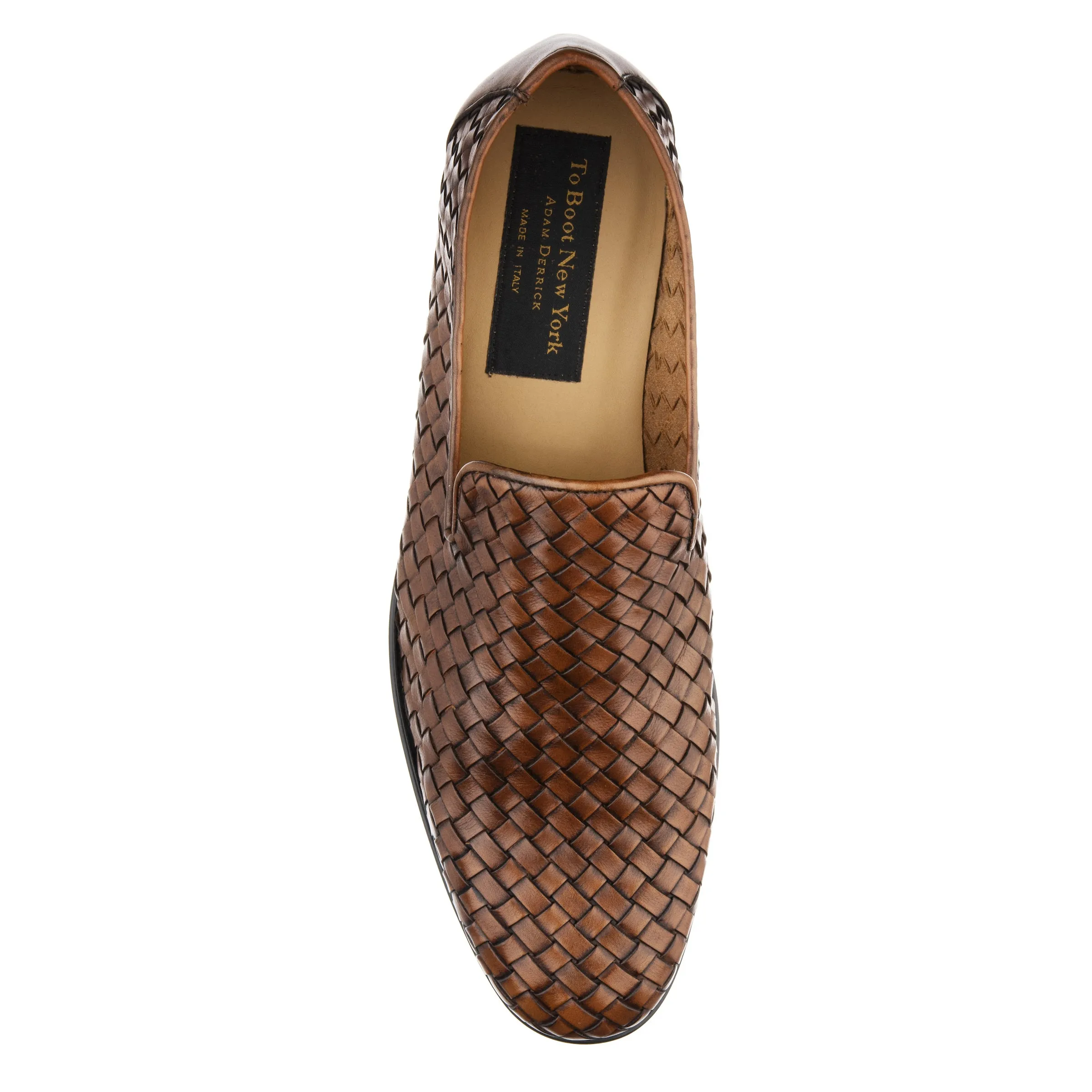 Foley Cognac Hand Woven Intrecciato Slip On