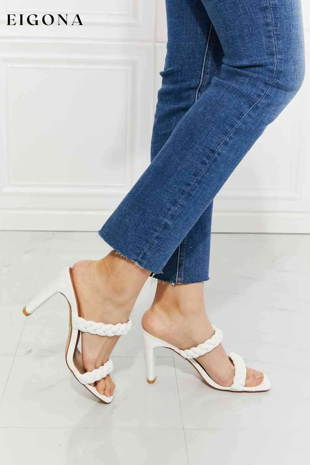 In Love Double Braided Block Heel Sandal in White