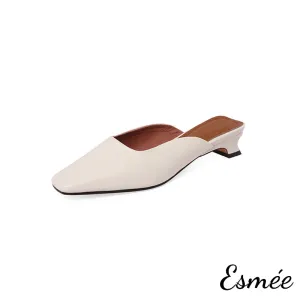 Leather Low Heel Mules