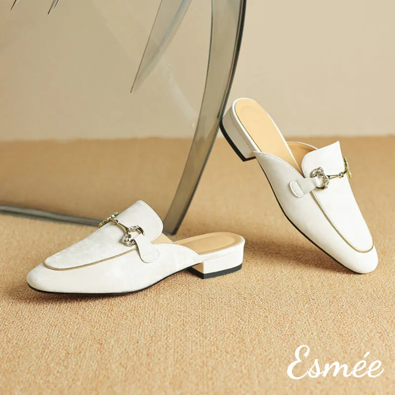 Leather Mules with Horse-bit Design
