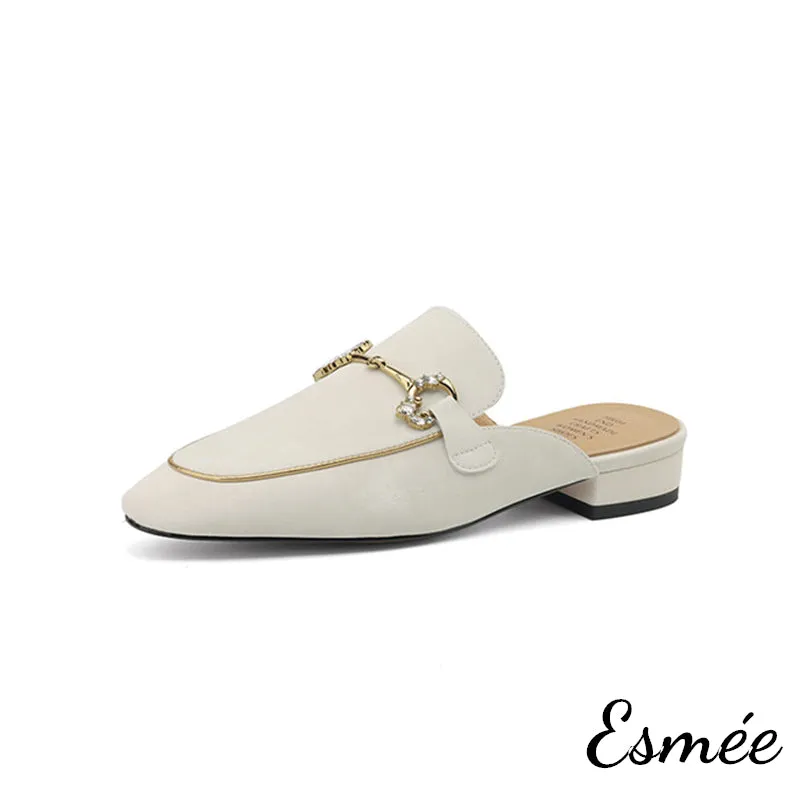 Leather Mules with Horse-bit Design