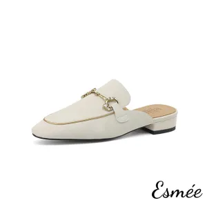 Leather Mules with Horse-bit Design
