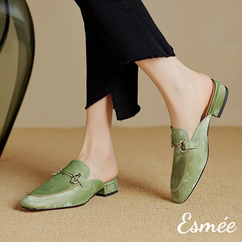 Leather Mules with Horse-bit Design