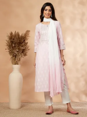 Light Pink Printed Kurta Set