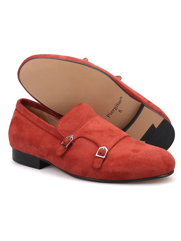 Spring and autumn new imported velvet European and American export men's trendy loafers one-leg buckle shoes large size