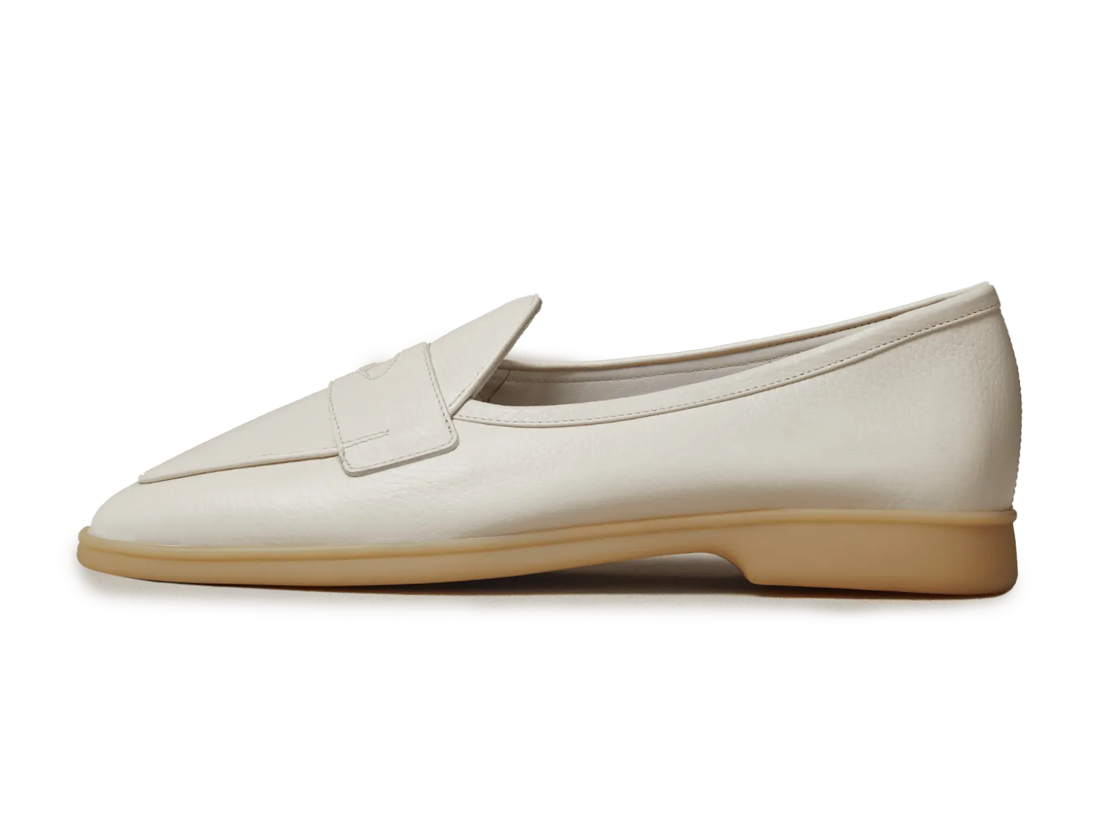 Stride Penny Loafers in Blanc Casse Moorland Calf with Natural Sole