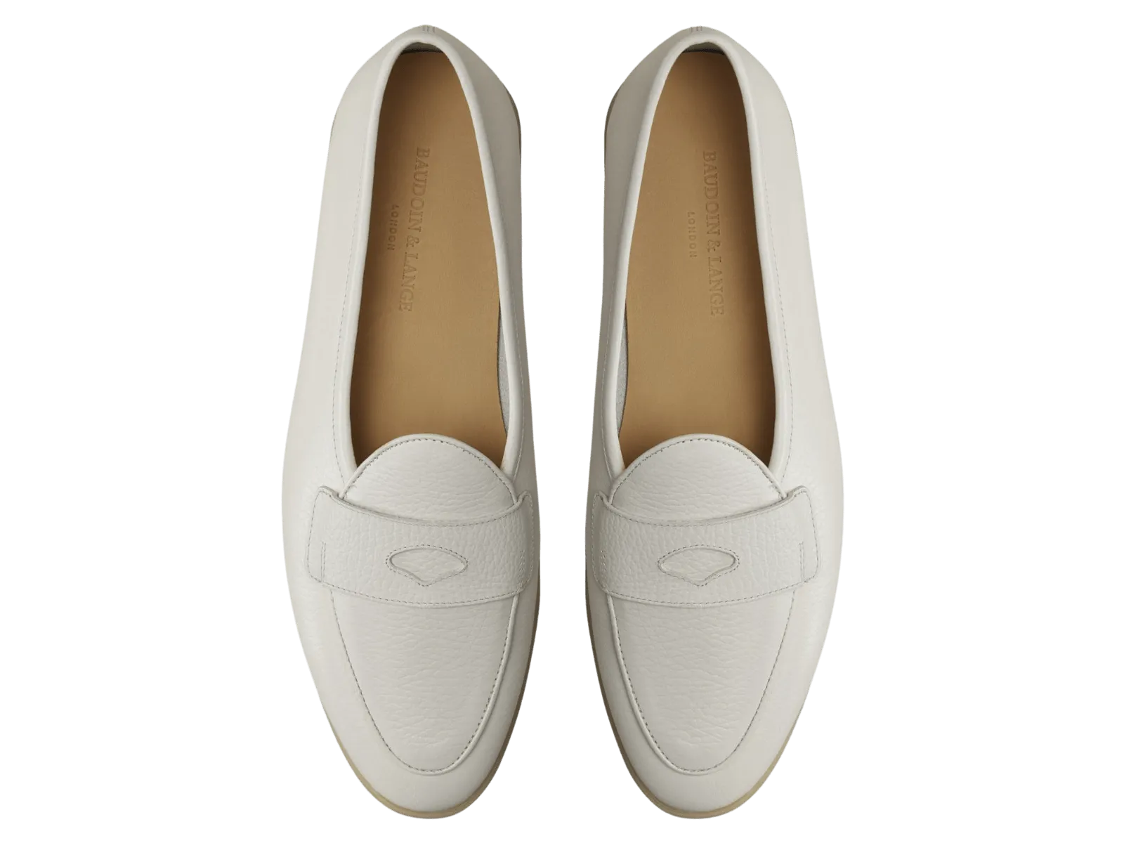 Stride Penny Loafers in Blanc Casse Moorland Calf with Natural Sole