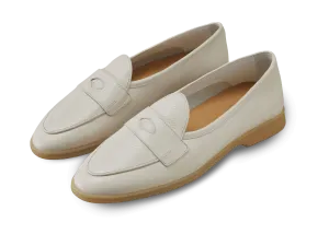 Stride Penny Loafers in Blanc Casse Moorland Calf with Natural Sole