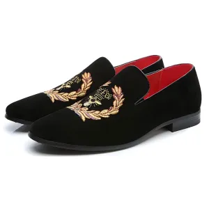 The Cristiano Embroidered Suede Penny Loafers