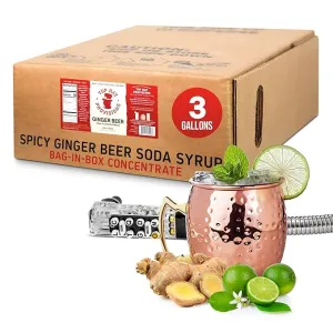 Top Hat Original Spicy Ginger Beer Syrup BIB - 3 gallon Bag in Box Soda Syrup BIB for Commercial Soda Gun