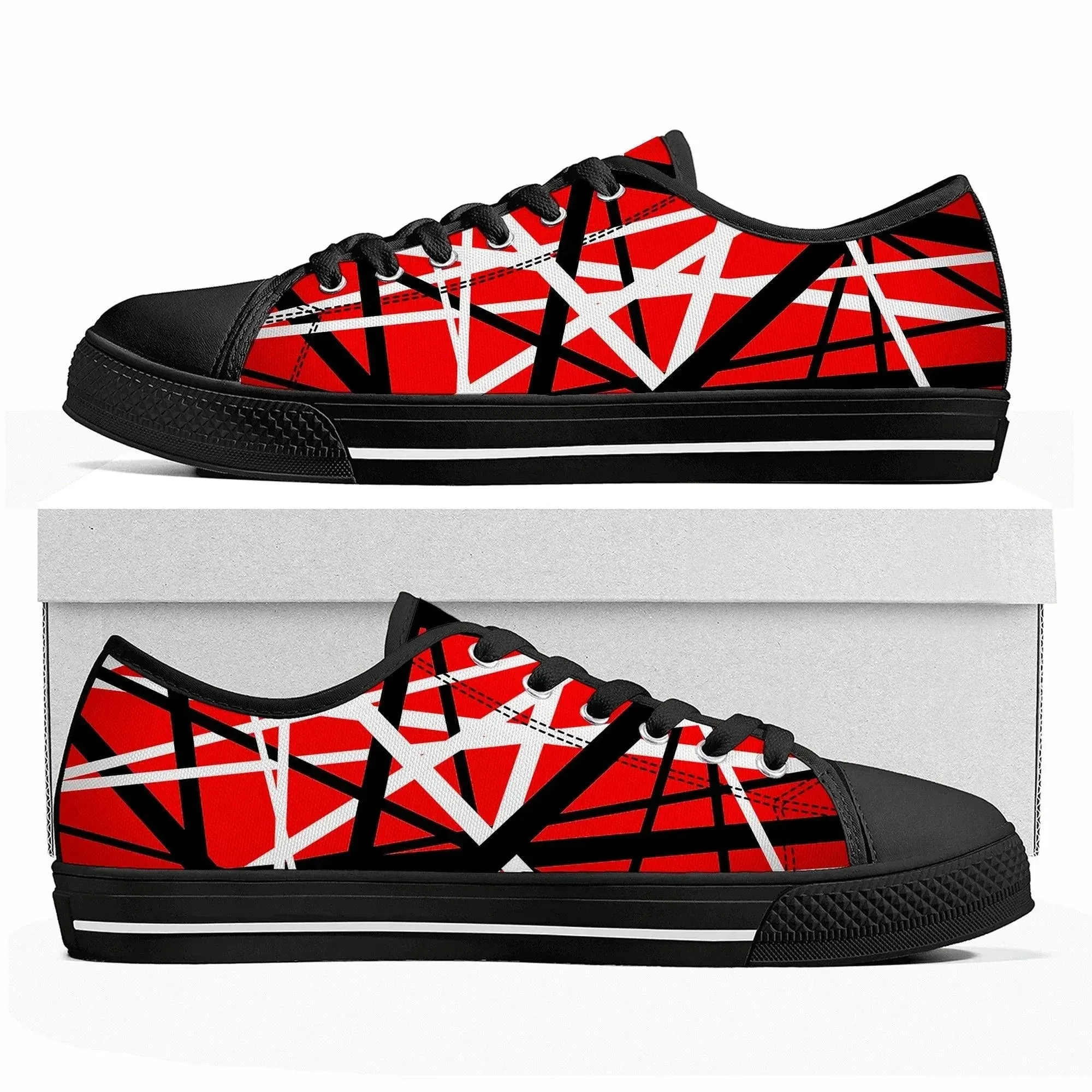 Van Halen Style Sneakers EVH 1984 Stripes - High Quality Low Top Canvas Sneakers for Men, Women, and Teens